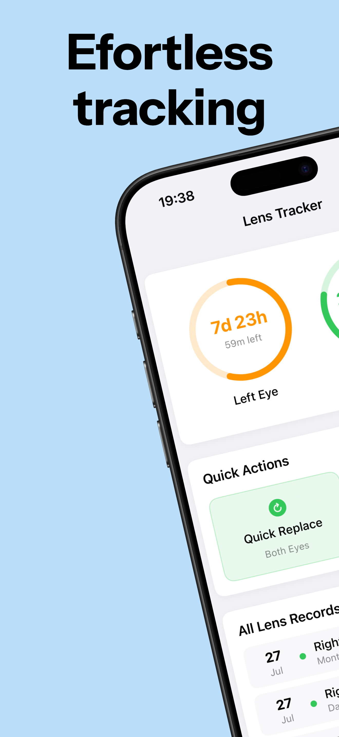 Lens Tracker Main Screen
